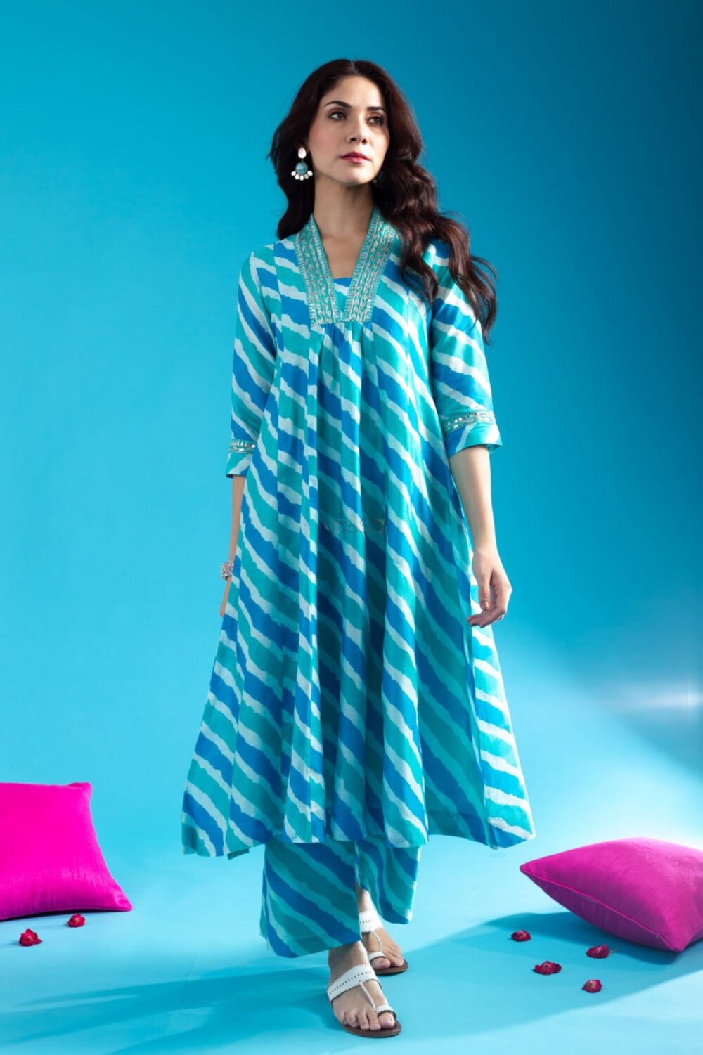 Elevate Your Style with the Woman Solid Printed Kurta and Pant Set with Dupatta